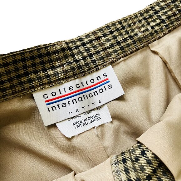 Green Check Trousers Silk & Wool Blend Pants Vintage Made in Canada Women's 12P - Picture 6 of 8